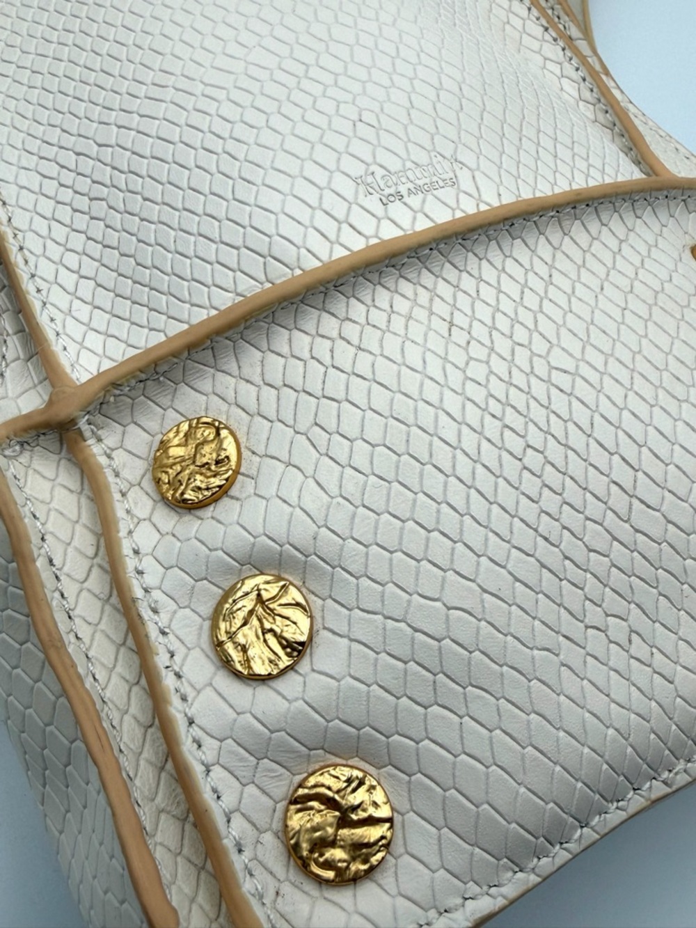Hammitt Los Angeles Hunter Mini Backpack Cream Snake Embossed Gold Rivets - Picture 4 of 7